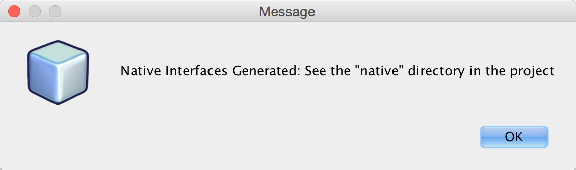 Once generated you’re prompted that the native code is in the "native" directory