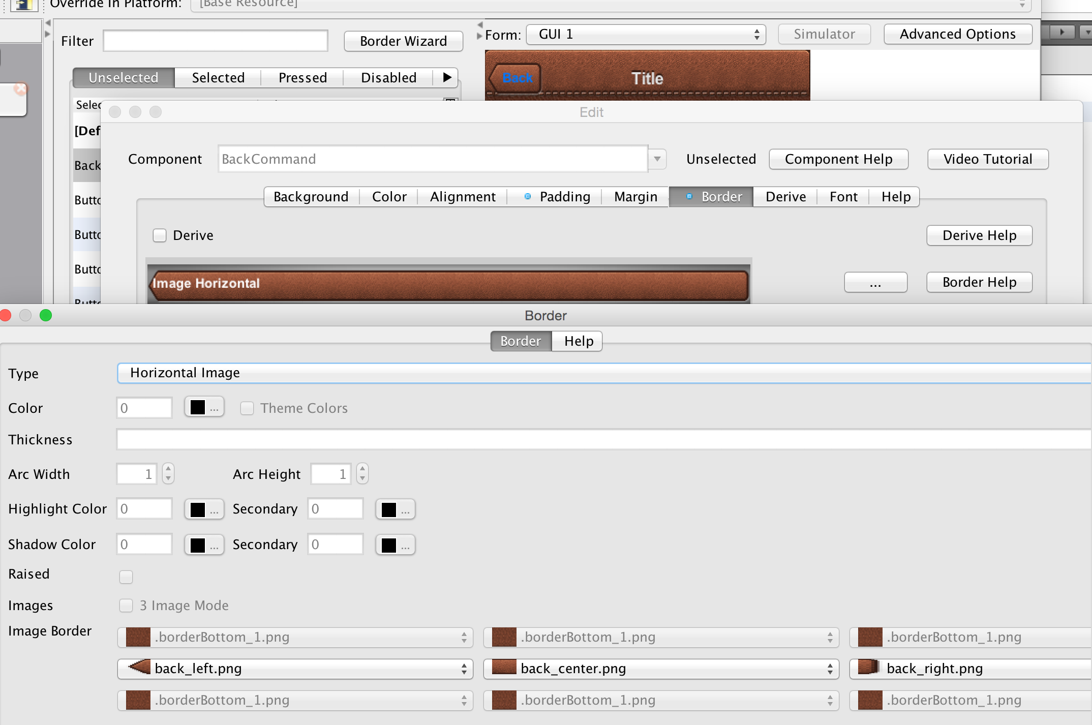 Horizontal image border is commonly used for UI’s that can’t grow vertically for example: the iOS style back button